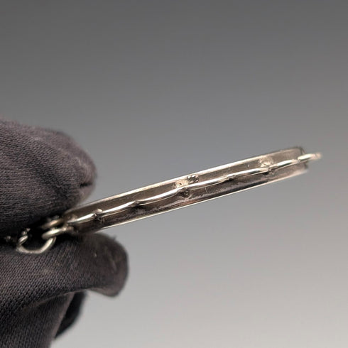 Vintage sterling silver hand-painted rose pendant with necklace